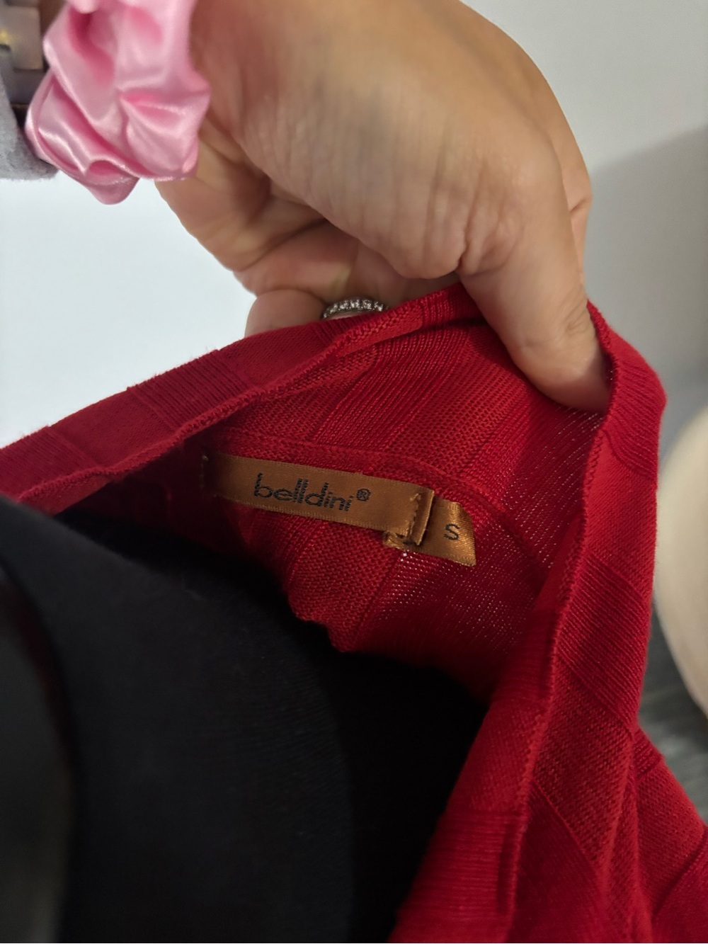 Belldini Red Rhinestone Zip Front Ribbed Cardigan Sweater – Small - Picture 3 of 4